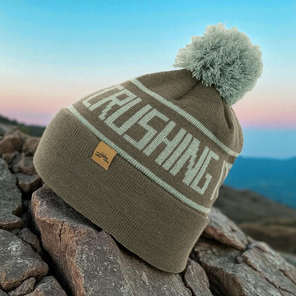Spacecraft Crushing It Beanie Pom Hat Green Mythical Jacquard Knit Ski Cap OS